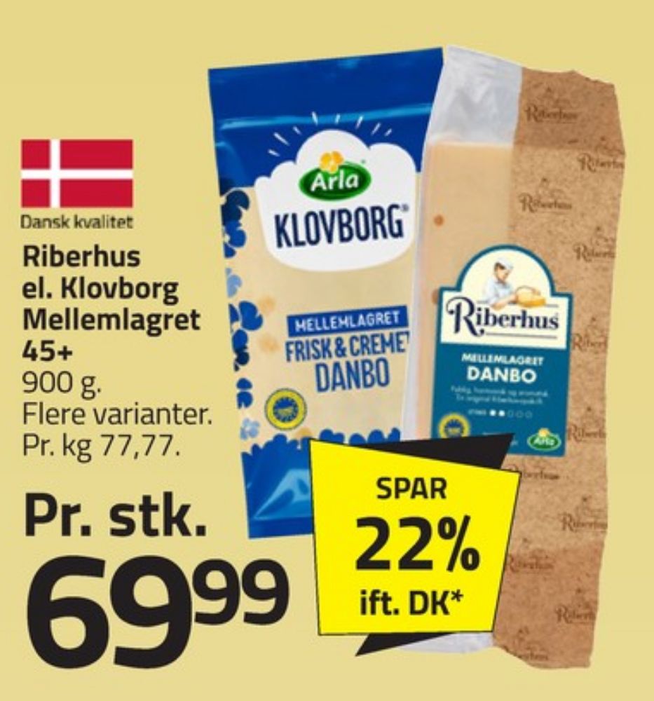 Klovborg, Skæreost Danbo Mellemlagret 45+