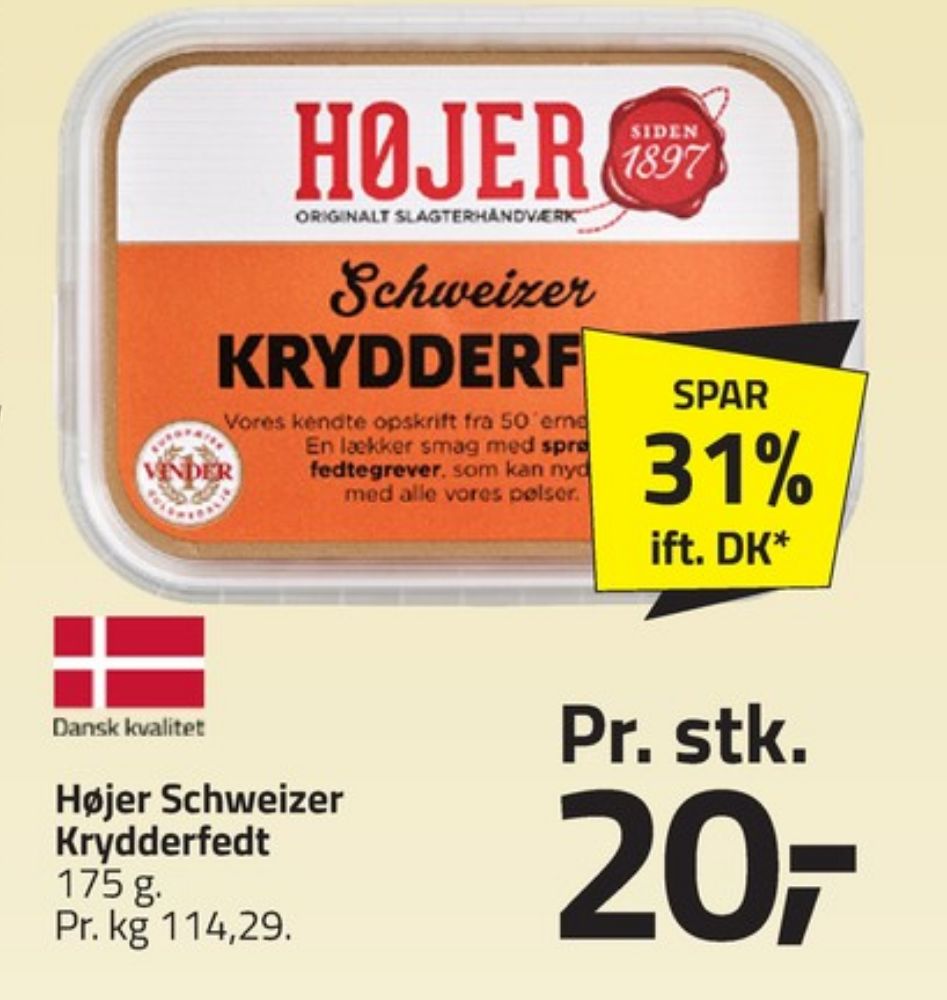 Højer Pølser, Krydderfedt Schweiz