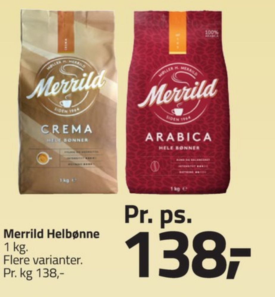 Merrild Arabica, Kaffebønner