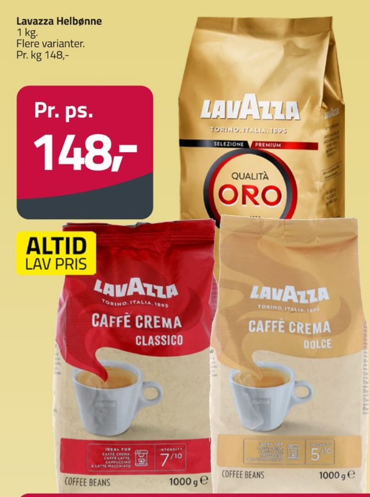 LavAzza Caffe Crema Classico, Kaffebønner