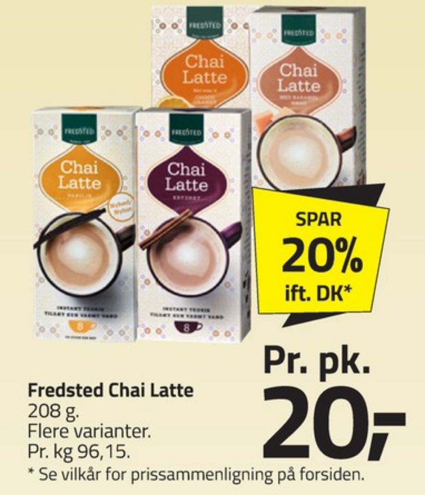 Fredsted Chai Latte, Instant Te Choco Orange