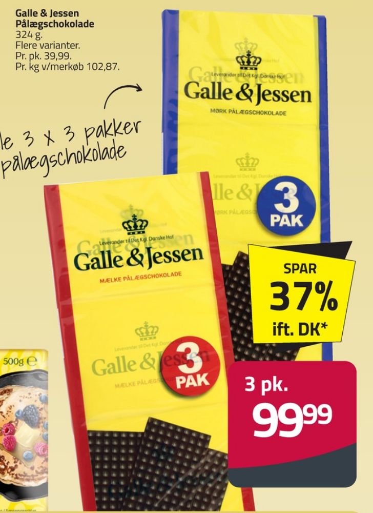 Galle & Jessen, Pålægschokolade Mælk