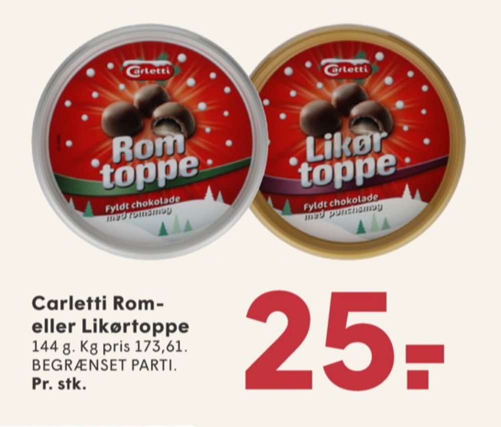 Carletti Likørtoppe, Dessertchokolade