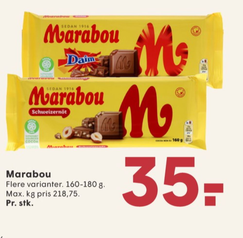 Marabou Daim, Chokoladeplade 