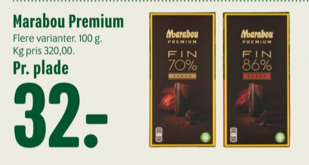 Marabou Premium, Chokoladeplade Fin 70% Kakao