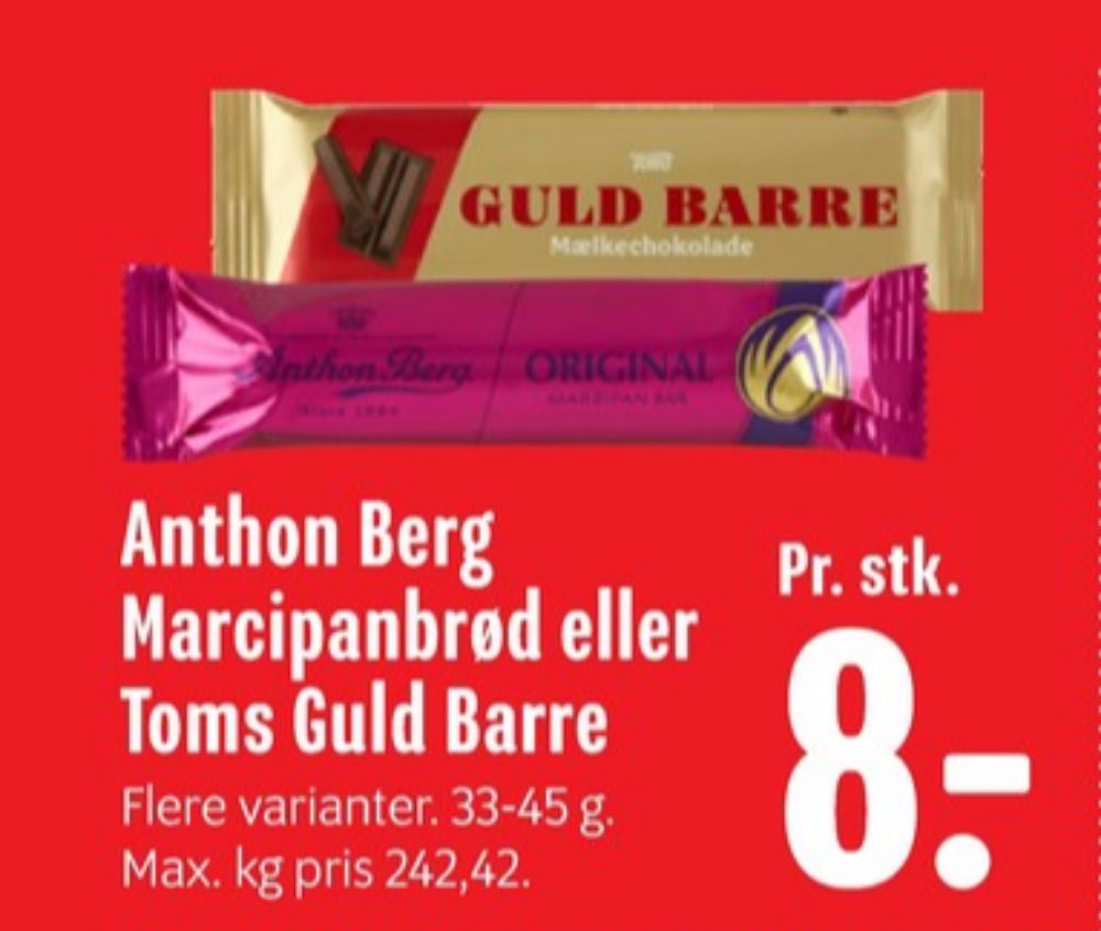 Toms Guldbarre, Chokoladebar Mælkechokolade