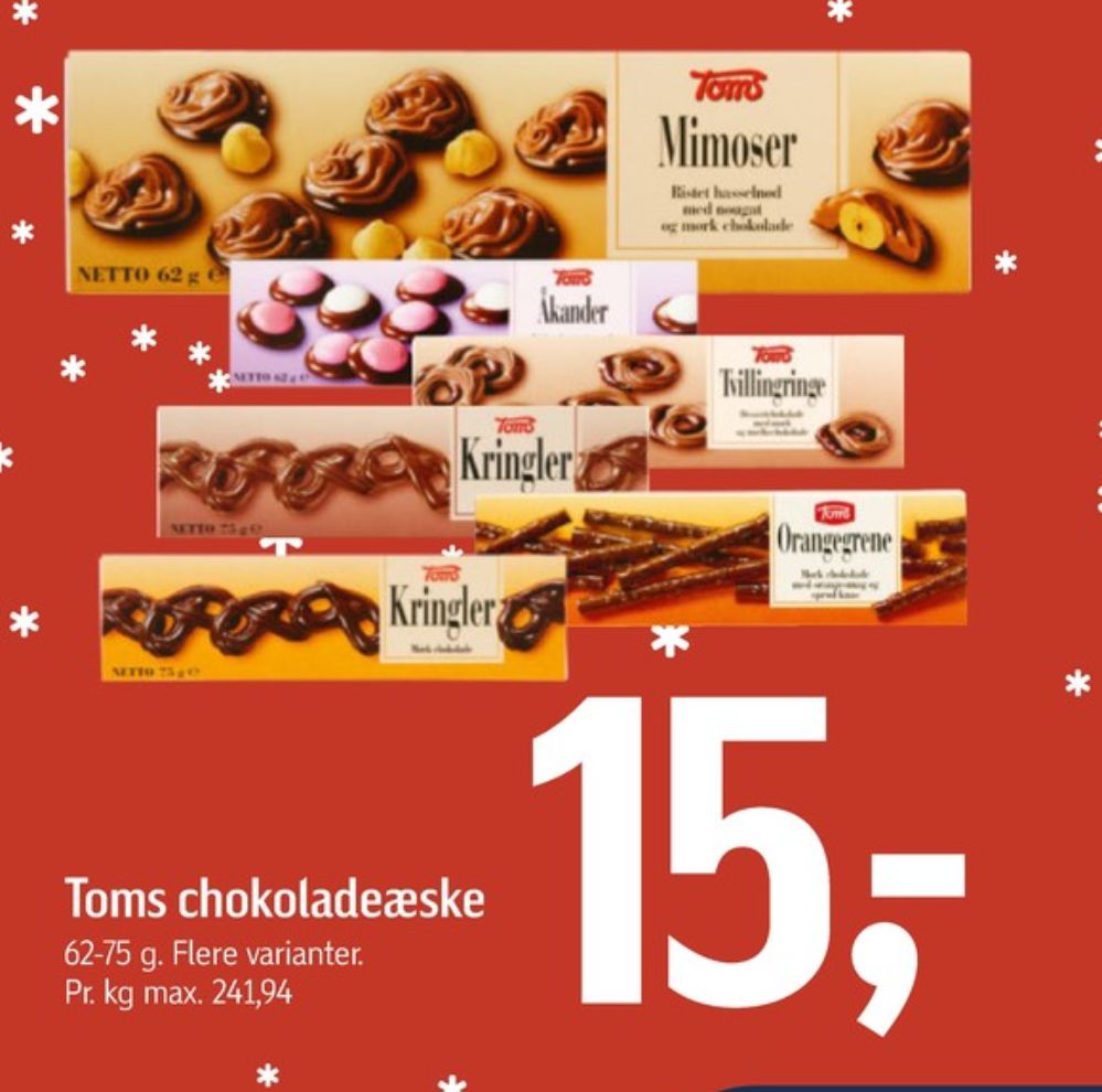 Toms Kringler, Dessertchokolade Mælkechokolade