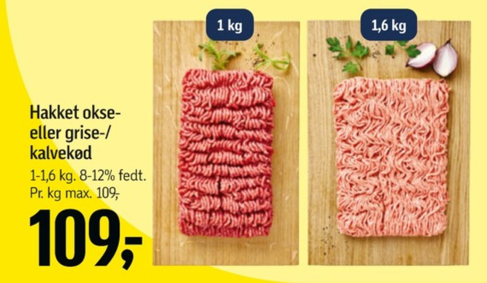 Hakket oksekød 8-12%