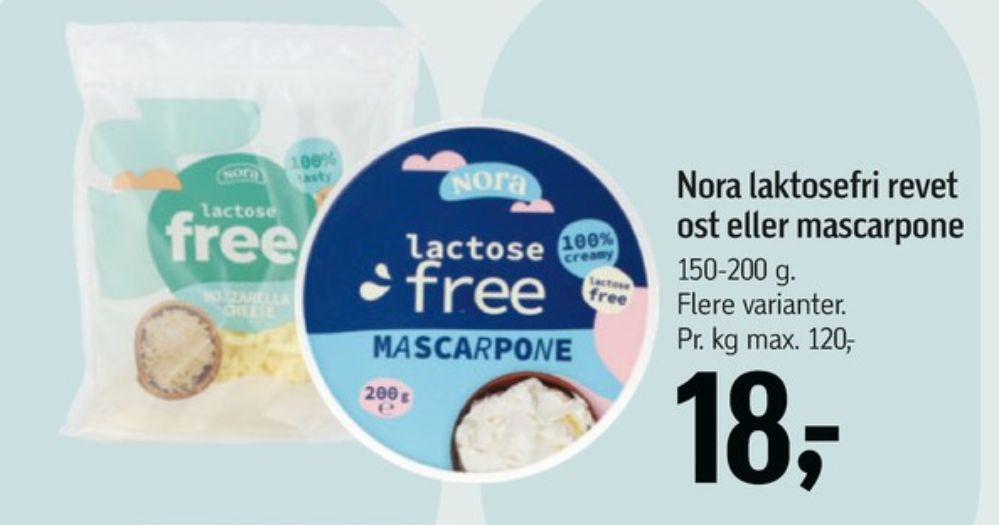 Nora, Mozzarella Laktosefri