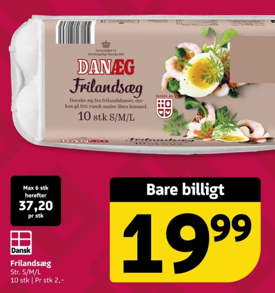 Danæg, Frilandsæg S/M/L