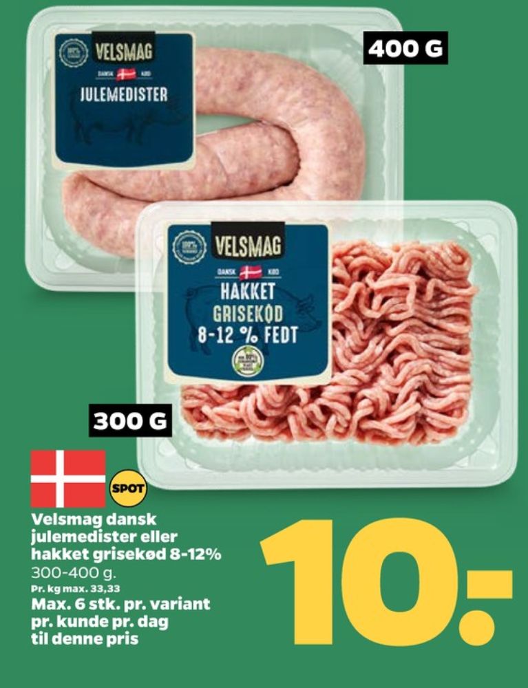 Velsmag, Hakket grisekød 8-12%