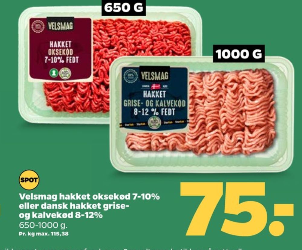 Velsmag, Hakket kalv og grisekød 8-12%