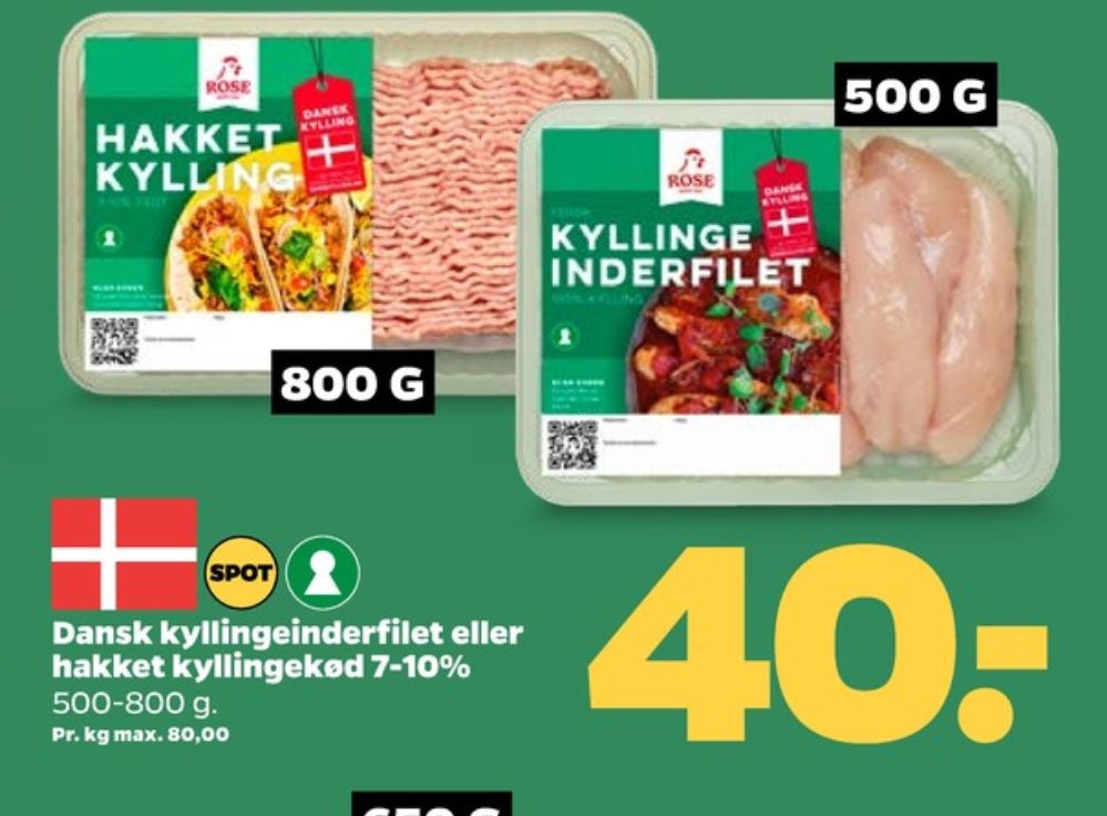 Rose, Hakket kylling 7-10%