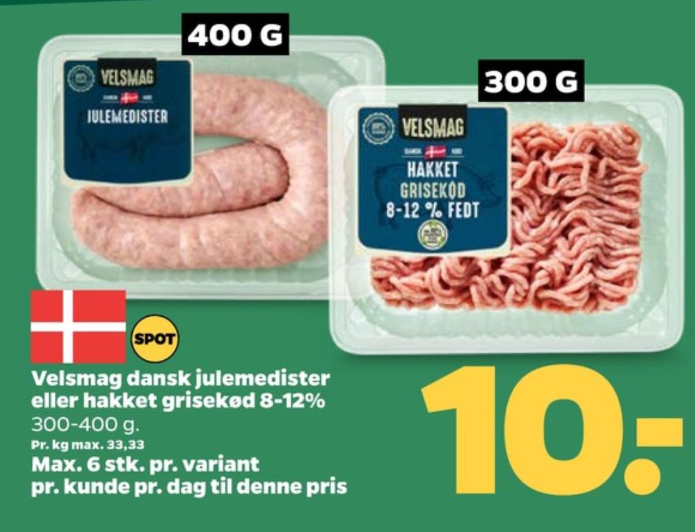 Velsmag, Hakket grisekød 8-12%