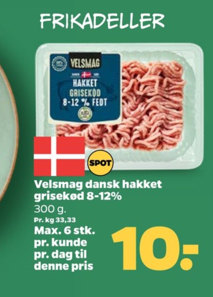 Velsmag, Hakket grisekød 8-12%