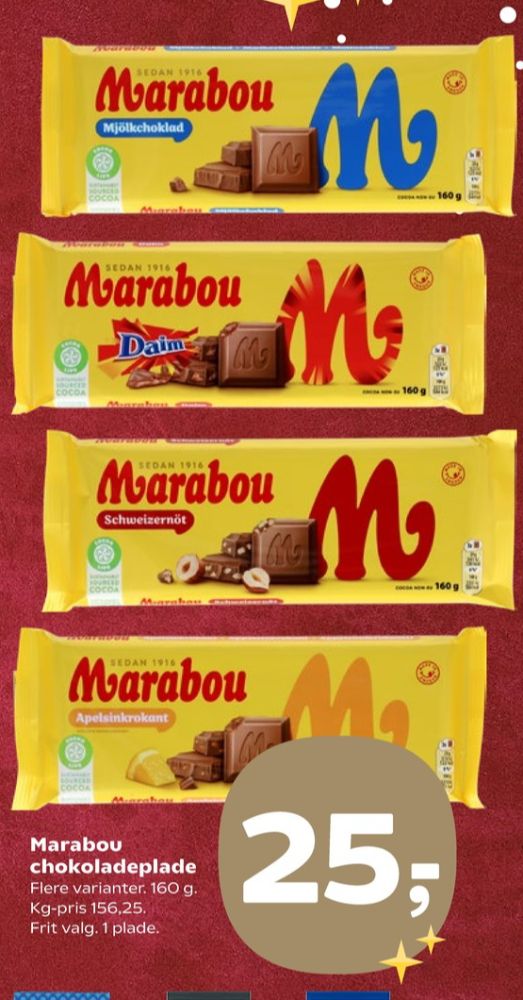 Marabou Daim, Chokoladeplade 