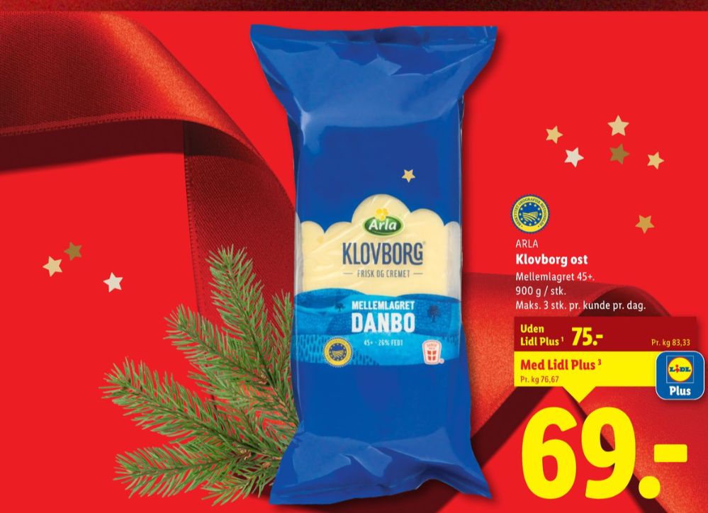 Klovborg, Skæreost Danbo Mellemlagret 45+