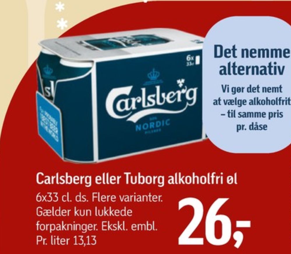 Carlsberg Nordic Pilsner, Øl - Alkoholfri 6 pk.