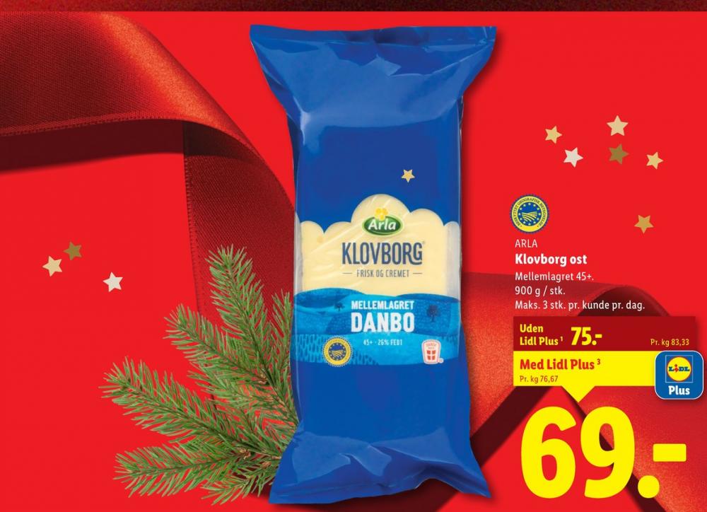 Klovborg, Skæreost Danbo Mellemlagret 45+