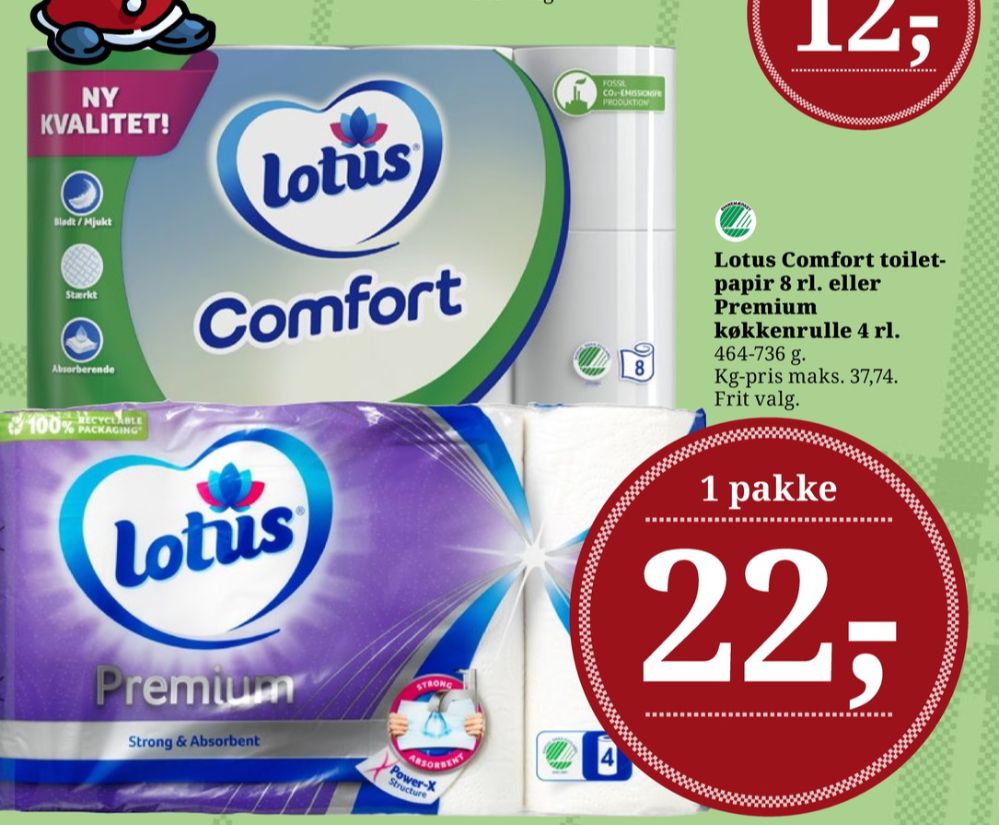 Lotus Comfort, Toiletpapir