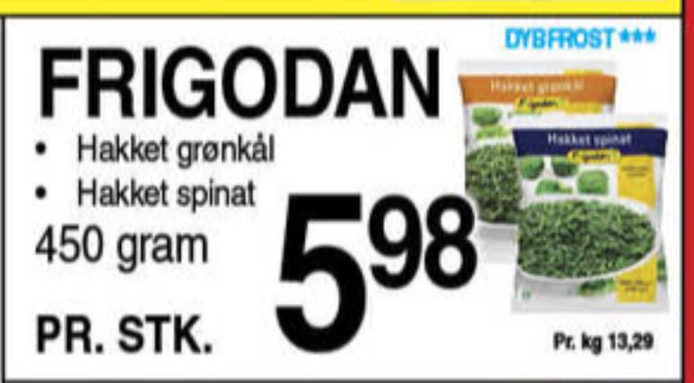 Frigodan, Hakket Spinat