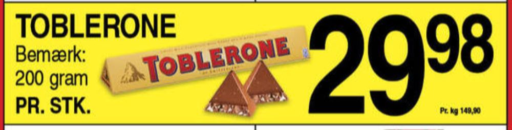 Toblerone, Chokolade
