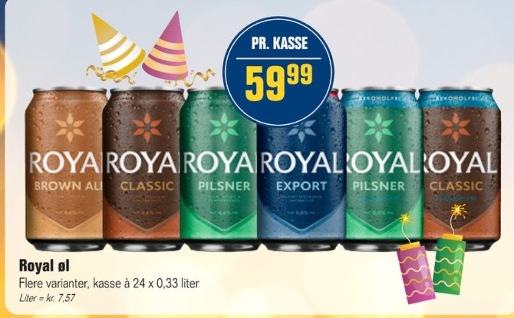 Royal 0,0 Pilsner, Øl - Alkoholfri 24 pk.