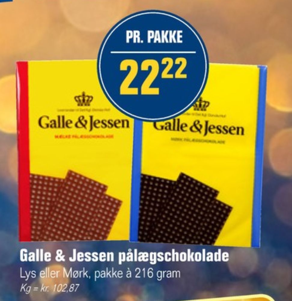 Galle & Jessen, Pålægschokolade Mørk