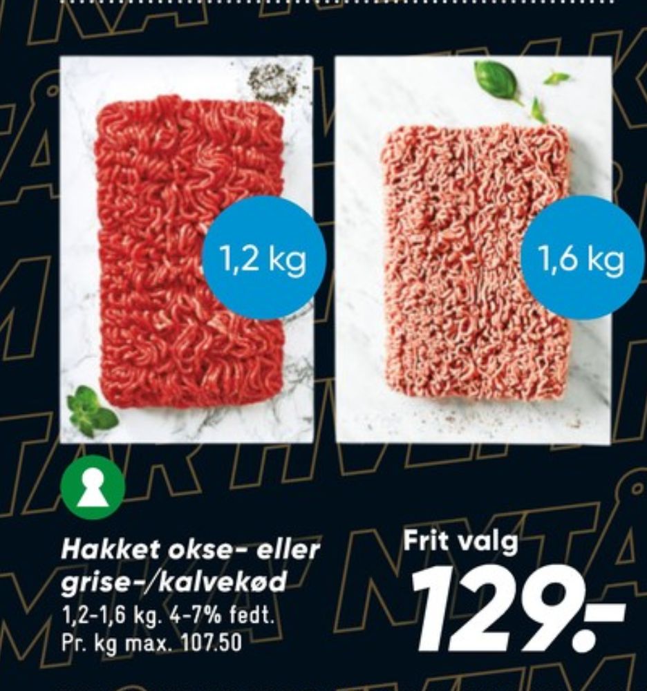 Hakket oksekød 4-7%
