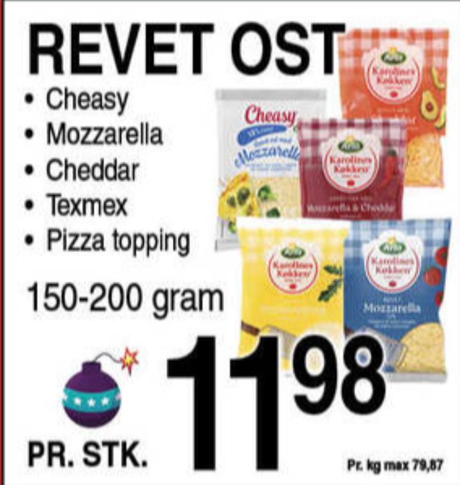 Karolines, Revet ost Pizzatopping