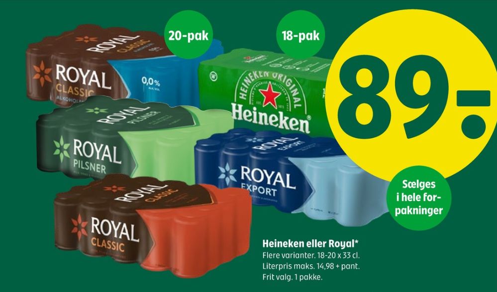 Royal 0,0 Classic, Øl - Alkoholfri 20 pk.
