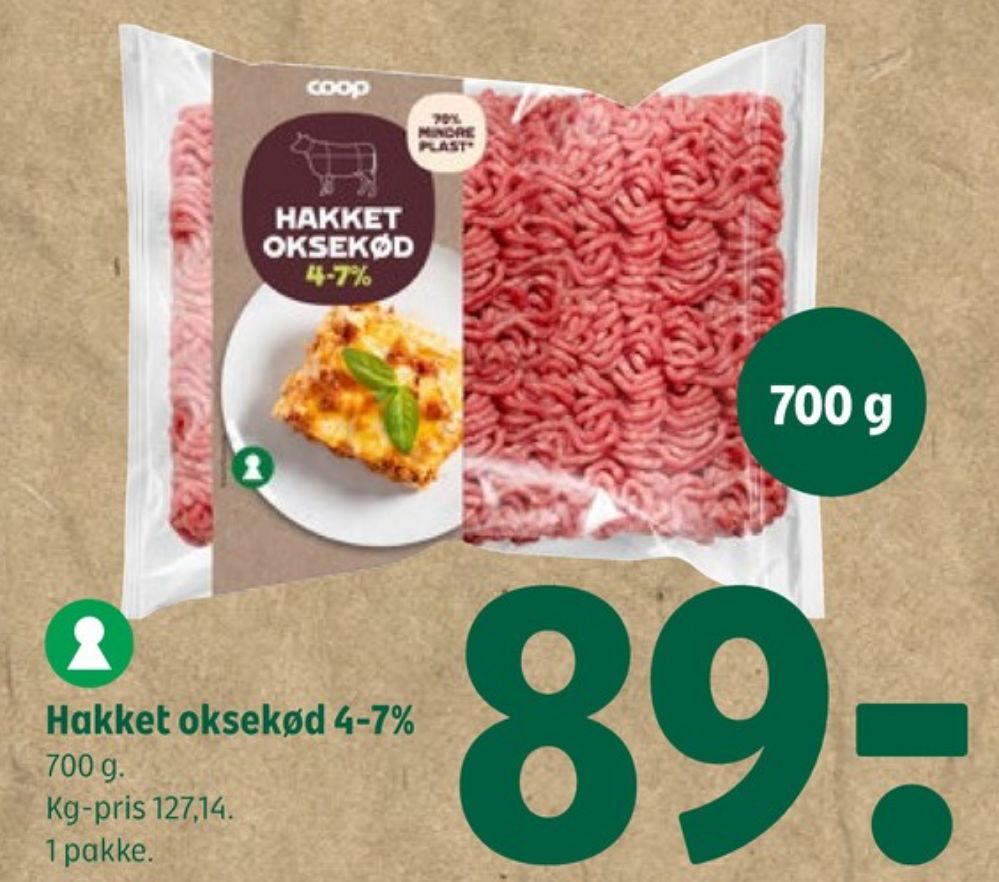 Coop, Hakket oksekød 4-7%