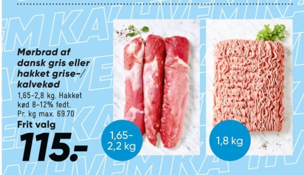 Hakket kalv og grisekød 8-12%