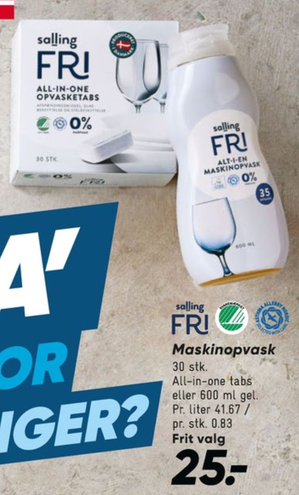 Salling Fri, Maskinopvask-tabs