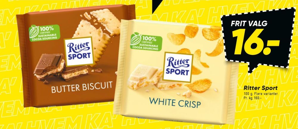 Ritter Sport, Chokoladeplade White + Crisp