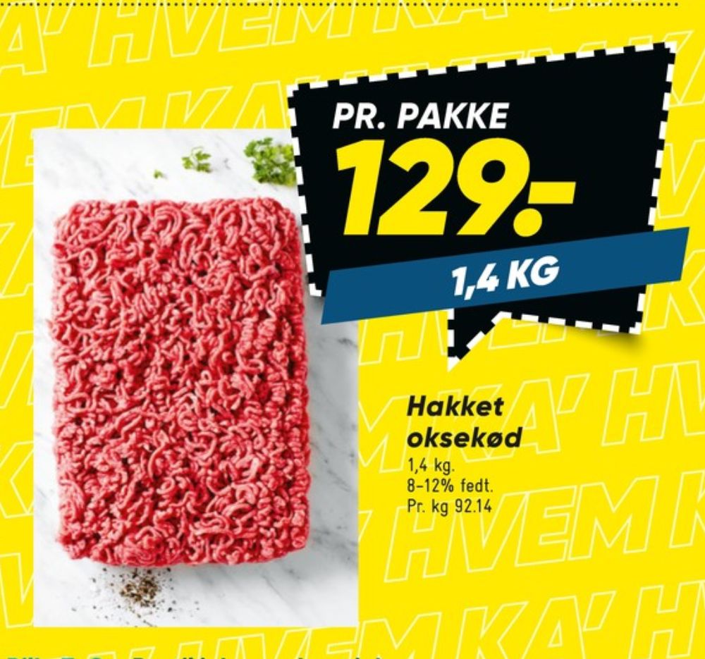 Hakket oksekød 8-12%