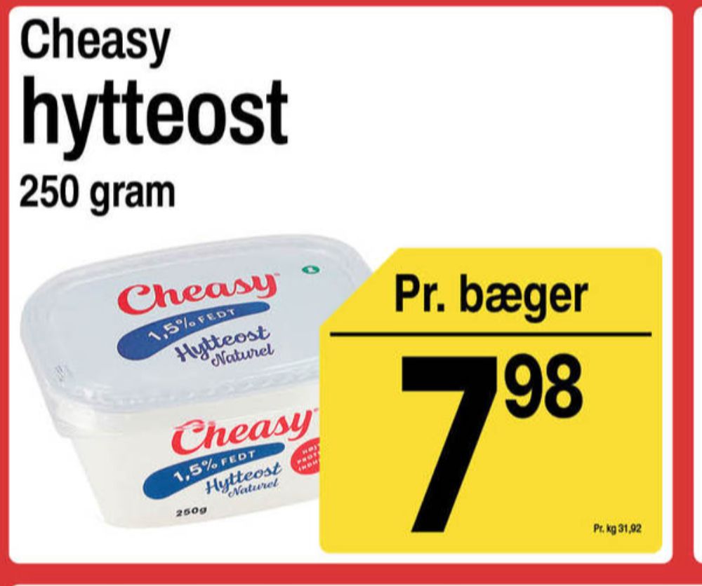 Cheasy, Hytteost naturel 1,5%