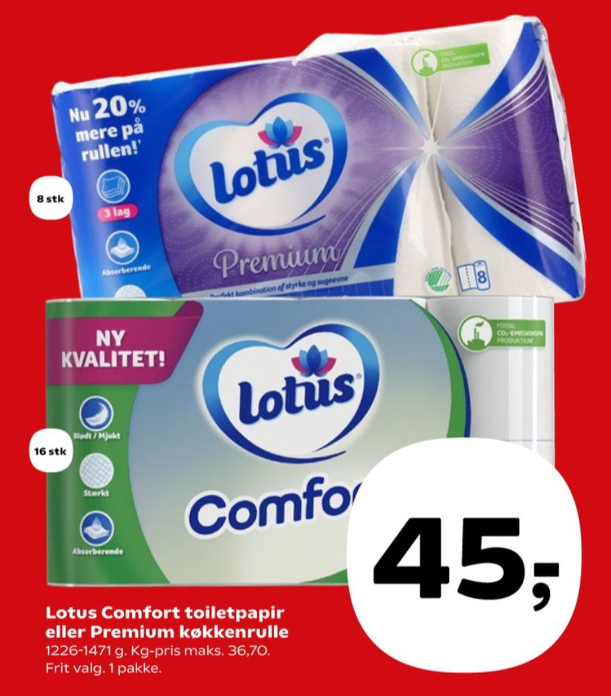 Lotus Comfort, Toiletpapir