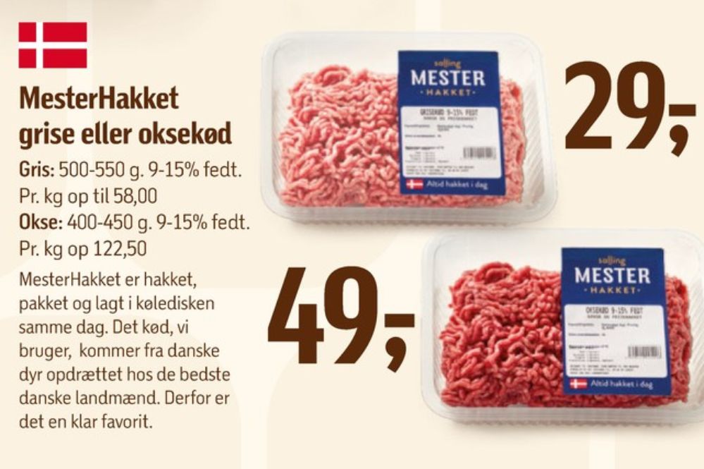 Salling Mester Hakket, Hakket oksekød 9-15%