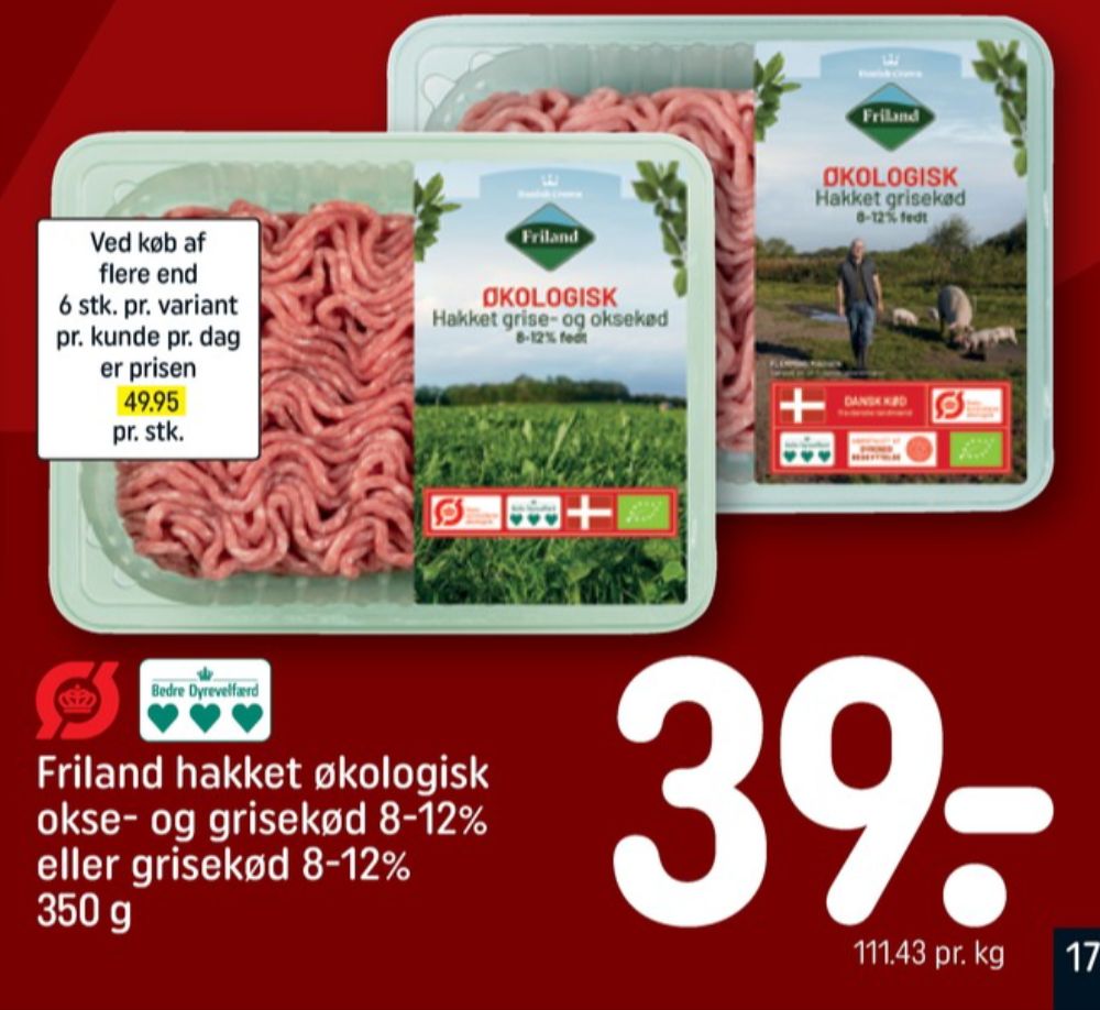 FRILAND Økologi, Hakket grisekød 8-12%