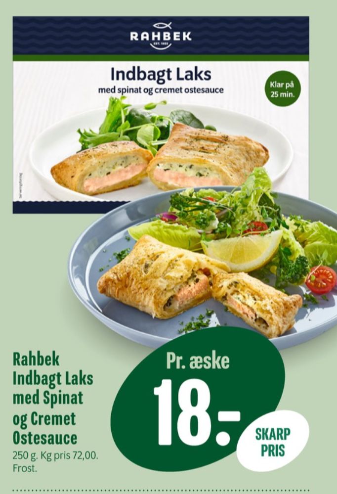 Rahbek, Indbagt Laks med Spinat og Ostesauce