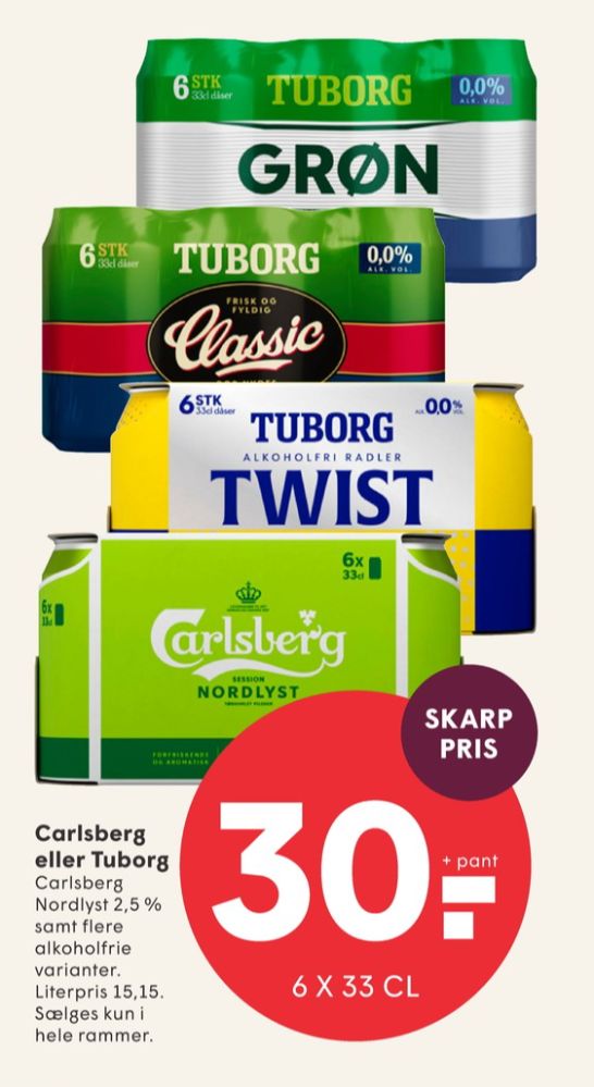 Tuborg Classic 0,0, Øl - Alkoholfri 6 pk.