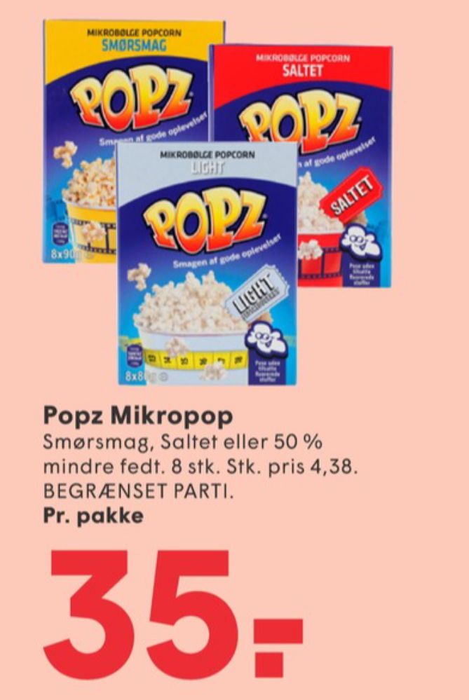 Popz, Popcorn 50% mindre fedt