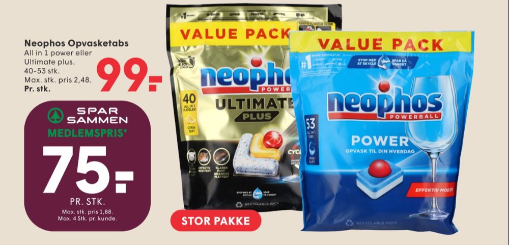 Neophos, Maskinopvask-tabs