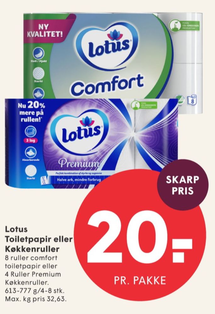 Lotus Comfort, Toiletpapir