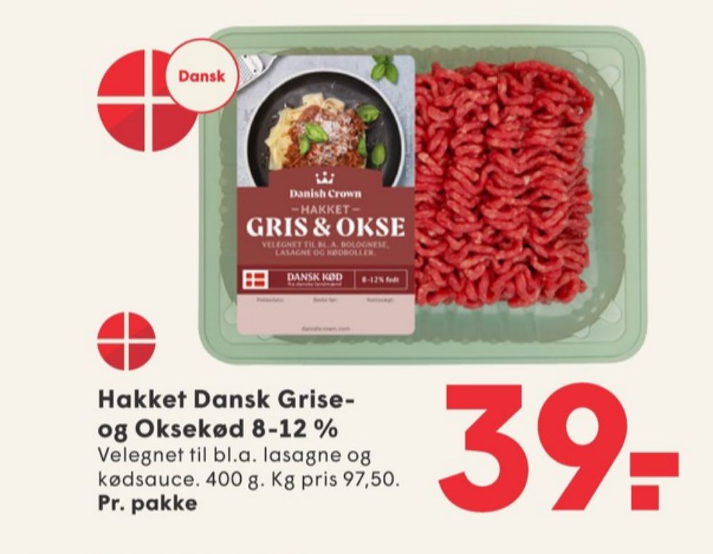 Danish Crown, Hakket gris og oksekød 8-12%