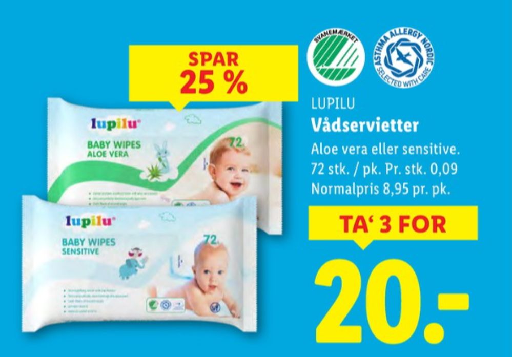 Lupilu, Vådservietter