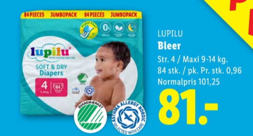 Lupilu Soft&Dry, Bleer str 4 9-14 kg Premium Diapers