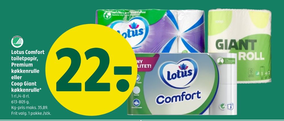 Lotus Comfort, Toiletpapir