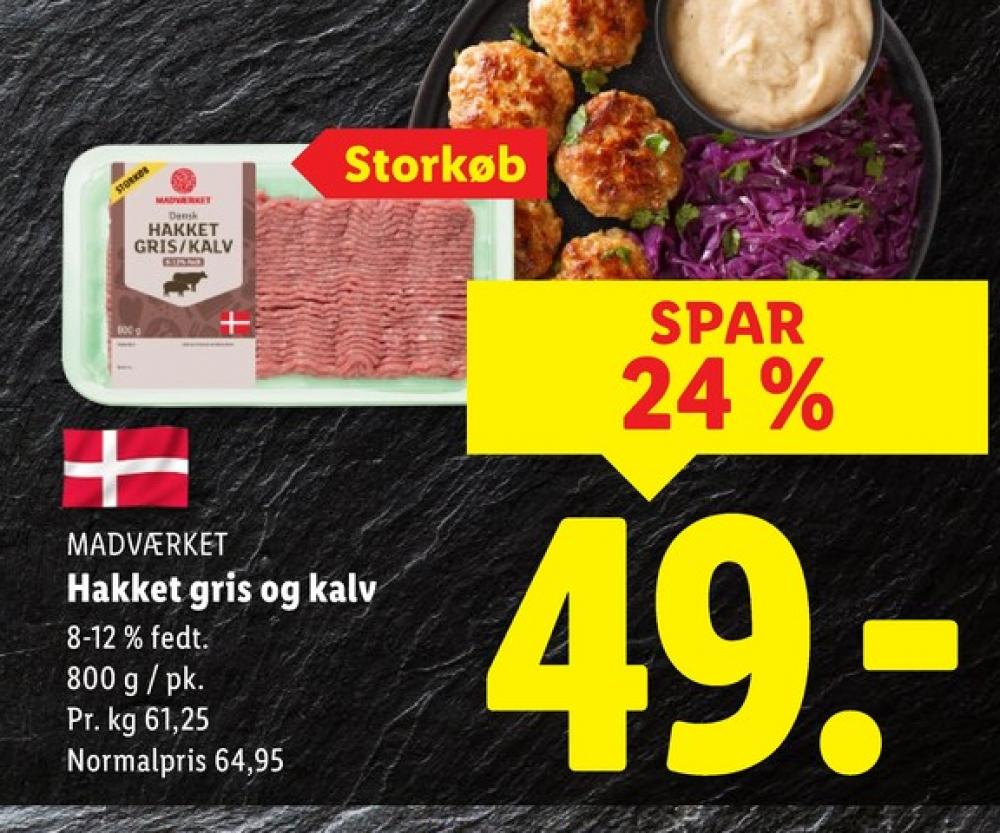 Madværket, Hakket kalv og grisekød 8-12%